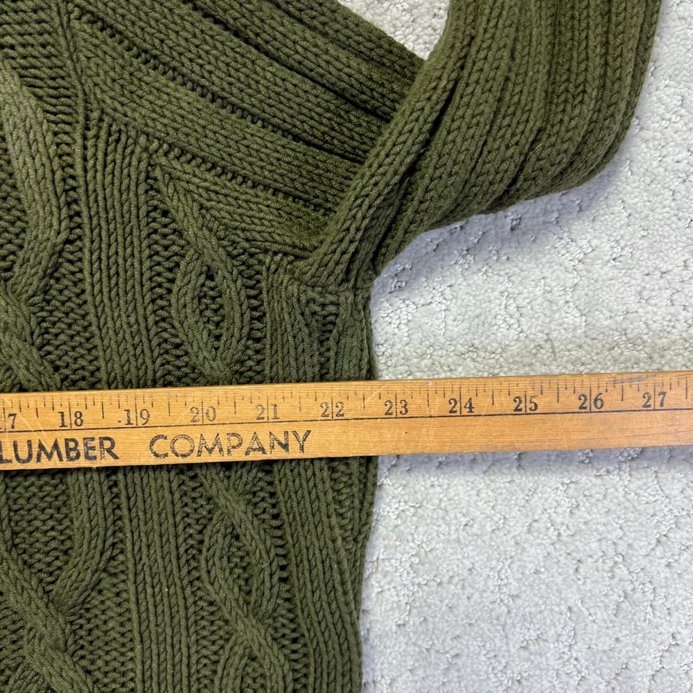 Eddie Bauer Cardigan‎ Sweater Womens XL Green Cable Knit Button Front Fisherman - Picture 10 of 13
